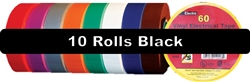 Black Electrical Tape 3/4" x 60' 10 Pack