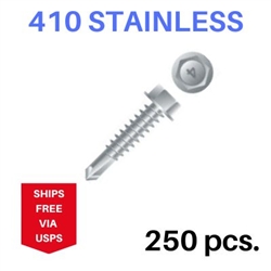 410 Stainless Hex Head Self Driller Screw 10 x 3/4" 250 Pack