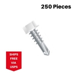12 x 3/4" White Hex Self Drill With Seal Washer #3 Point 250 Pieces