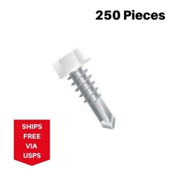12 x 3/4" White Hex Self Drill With Seal Washer #3 Point 250 Pieces