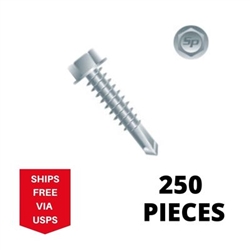 12 x 1-1/2" Hex Self Drill #3 Point 250 Pieces