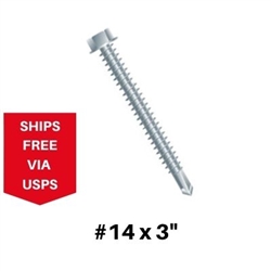 Extra Length Self Drilling Screw 14 x 3" Box of 100