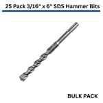 BULK 3/16" X 4" x 6" SDS Hammer Bit 25 Pack MDPL01806-R25