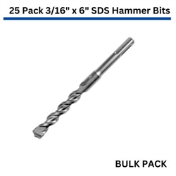 BULK 3/16" X 4" x 6" SDS Hammer Bit 25 Pack MDPL01806-R25