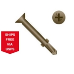 Flat Head Self Drill w/Wings 12-24 x 2-1/2" Ext. Coated 100 Pieces