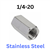 1/4-20 Rod Coupling Nut 18-8 Stainless 50 Pieces