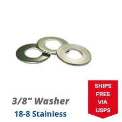 3/8" 18-8 Stainless Flat Washer 100 Pieces