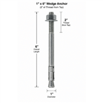 Wedge Anchor 1" x 6" Box of 5