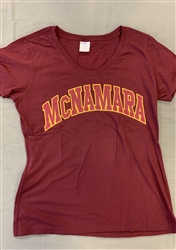 Ladies Short Sleeve Maroon McNamara V Neck T Shirt