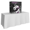Embrace 1x1 popup trade show booth with fitted dye-sub SEG fabric graphic including endcaps - Fabric Popup Tabletop Display