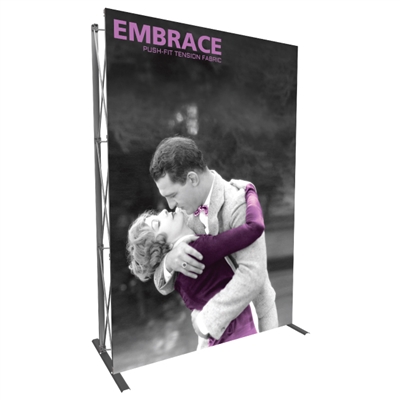 Embrace 2x3 pop up display with front dye-sub SEG graphic great for trade show back walls