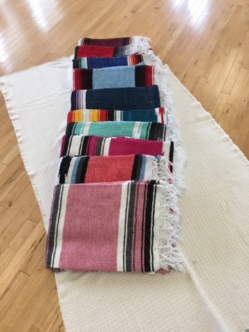 Handwoven Mexican Yoga Blanket, Striped