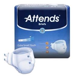 Attends Briefs Extra Small or Youth Adult Diapers