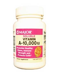 Major Pharmaceuticals Vitamin A 10000 IU Softgels Bottle of 100