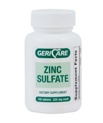 Geri Care Zinc Sulfate 220 mg Tablets Bottle of 100