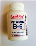 Geri Care Vitamin B6 50 mg Tablets - Bottle of 100