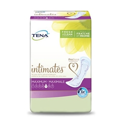 Front side of package of TENA Intimates Maximum Bladder Control Pads