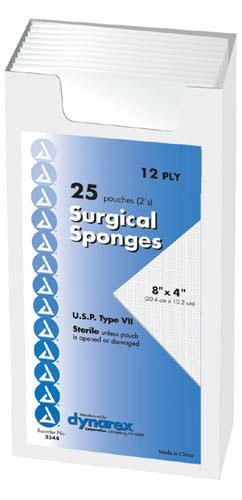 Gauze Sponge Sterile 8  x 4   12 ply 2  Pouch