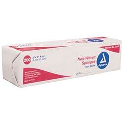 Dynarex Sterile Non-Woven Sponges 3" x 3", 4-Ply, 2 per Pouch, 50 Pouches/Box