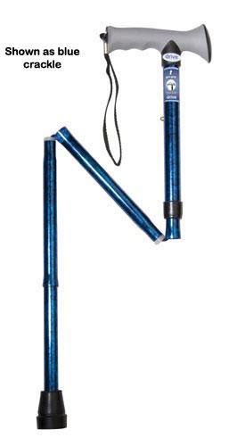 Folding Cane Alum w Gel Grip Blue Crackle