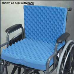 Convoluted Wheelchair Cushion w Back & Blue Polycotton Cover