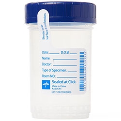 Click N Close Pneumatic Tube Specimen Container, 4 oz., Sterile Fluid Pathway, Tamper-Evident Seal, Leak-Proof, 300/Case