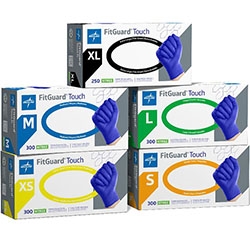 FitGuard Touch Powder-Free Nitrile Exam Gloves dark blue fingertip textured 100 box medical
