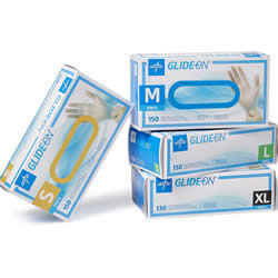 Medline Glide-On Powder-Free Vinyl Exam Gloves 150/Box