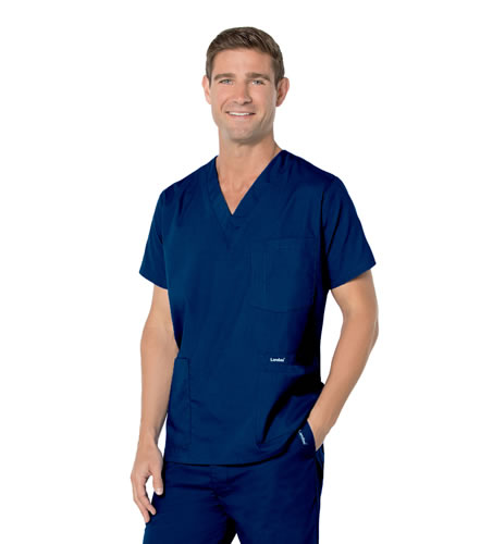 Landau Men's 5 Pocket Scrub Top #7489