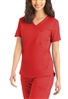 Landau ProFlex womenâ€™s 2-pocket V-neck scrub top with modern fit, rib-knit side panels, and princess seams
