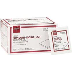 Medline Povidone-Iodine Prep Pads 10% Solution Box of 100 â€“ Antiseptic Wipes