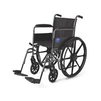 Excel K1 Basic Wheelchair: 18" Permanent full-length arms, swing-away detachable footrests