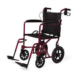 Deluxe Aluminum Transport Wheelchair  Red