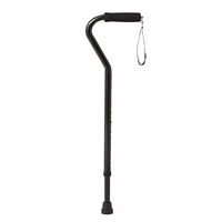 Offset Handle Aluminum Cane With Wrist Strap