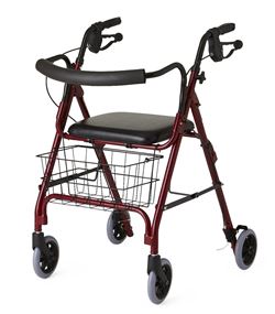 Rollator  Burgundy  250 lbs.  Curved Back