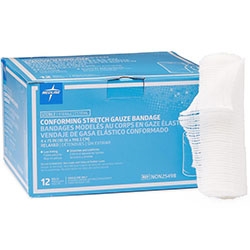 Medline Sterile Conforming Stretch Gauze Bandages 4 inch x 75 inch box of 12