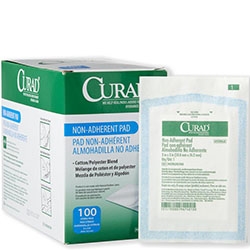 CURAD Sterile Nonadherent Dressing Pads 2 inch x 3 inch case of 1200, cotton/polyester