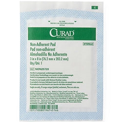 CURAD Sterile Non-Adherent Dressing Pads 3 inch x 8 inch case of 600, cotton polyester