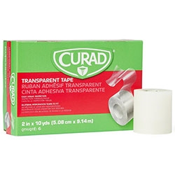 CURAD Transparent Plastic Medical Adhesive Tape 2" x 10 Yards Breathable Easy Tear 60/Case