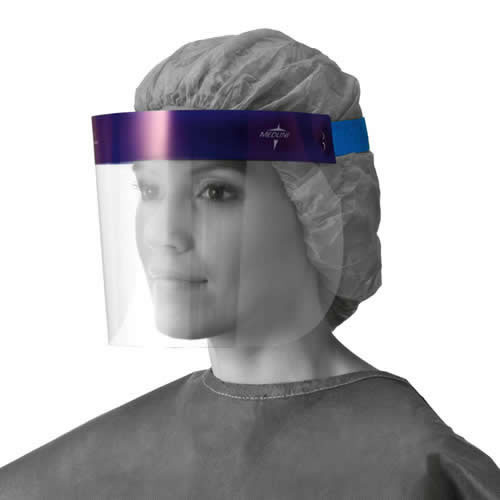 Medline 3/4 Length Disposable Face Shields with Foam Top and Elastic Band