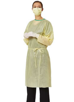 Medline AAMI Level 2 Isolation Gowns- Yellow 100/Case #NONLV200