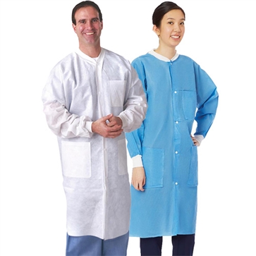 SMS Lab Coats with Knit Collar & Cuffs White