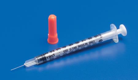 Monoject Rigid Pack Insulin Syringes: 1cc 27 Gauge x 1/2" Needle, Qty. 500