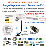HD-8008 EZ Bundle Kit with Pole, Coaxial Cable and Surge Protector