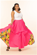 Karen T Solid/Print Skirt 5096