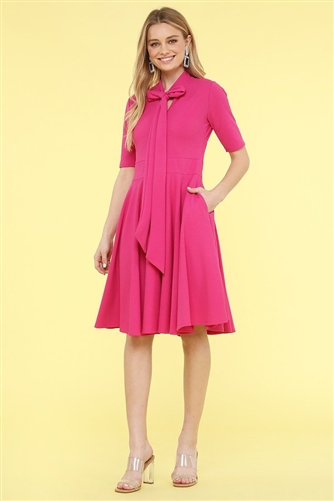 Karen T Solid Bow Dress 6051S