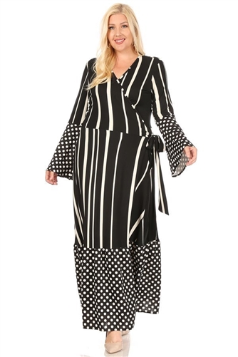 Karen T Print Wrap Dress 9053D