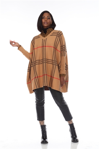 Luxe Moda Plaid Poncho LM173