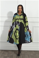 Luxe Moda Print Dress Btn LM267