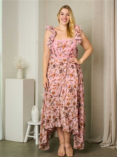 Rose Velvet Print Dress RVD2427
